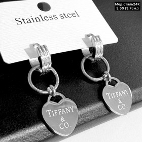 Сережки мед.сталь 10678 (3,7см.)